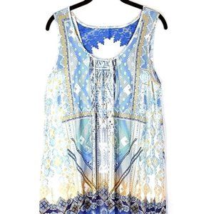 World Unity Sleeveless Mid Calf Hi Low Dress Lg